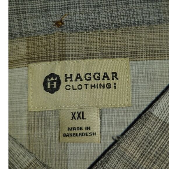 Haggar Big Men's Gray Plaid Button Down Long Sleeve Shirt - Size XXL - Picture 4 of 4